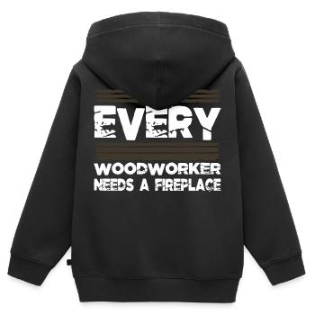 funshirt blague tronçonneuse saisir présent idée présent présent - Sweat Premium à capuche zippé enfant bio - noir - Dos - AI Model Kid Male (0cm)