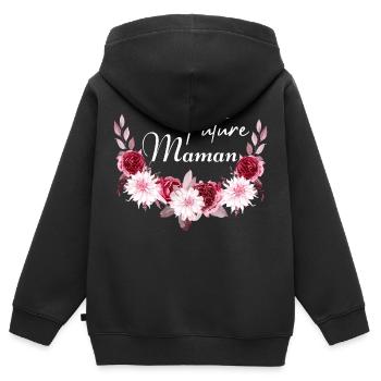 future maman idée cadeau - Sweat Premium à capuche zippé enfant bio - noir - Dos - AI Model Kid Male (0cm)