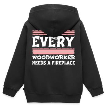 Happy Forester Carpentry - Kids Premium Organic Zip-up Hoodie - black - Back - AI Model Kid Male (0cm)