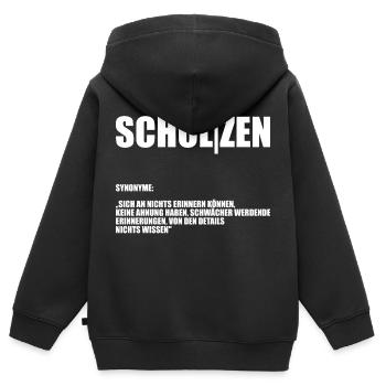 Scholzen - Kinder Premium Organic Zip Hoodie - Schwarz - Hinten - AI Model Kid Male (0cm)