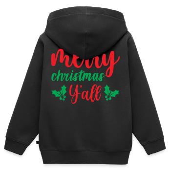 Frohe Weihnachten und alle - humorvolle Atmosphäre - Kinder Premium Organic Zip Hoodie - Schwarz - Hinten - AI Model Kid Male (0cm)