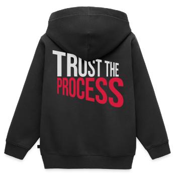 faire confiance au processus Devis - Sweat Premium à capuche zippé enfant bio - noir - Dos - AI Model Kid Male (0cm)
