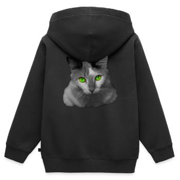 le chat aux yeux verts - Sweat Premium à capuche zippé enfant bio - noir - Dos - AI Model Kid Male (0cm)