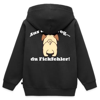 Dire Hors de vos erreurs - Sweat Premium à capuche zippé enfant bio - noir - Dos - AI Model Kid Male (0cm)