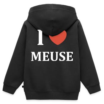 i love Meuse - Sweat Premium à capuche zippé enfant bio - noir - Dos - AI Model Kid Male (0cm)