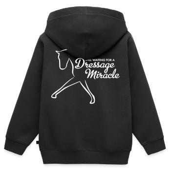 Dressur - Kinder Premium Organic Zip Hoodie - Schwarz - Hinten - AI Model Kid Male (0cm)