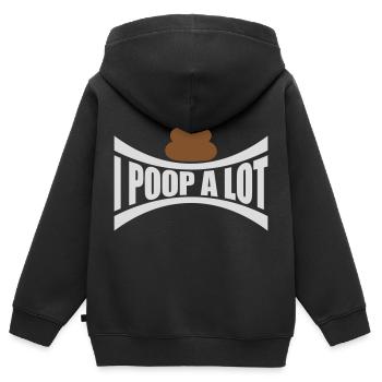 Je fais beaucoup caca - Sweat Premium à capuche zippé enfant bio - noir - Dos - AI Model Kid Male (0cm)