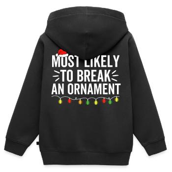 Le plus susceptible de casser un ornement - Sweat Premium à capuche zippé enfant bio - noir - Dos - AI Model Kid Male (0cm)
