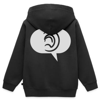 Percevoir les sons Symbole bulle de parole - Sweat Premium à capuche zippé enfant bio - noir - Dos - AI Model Kid Male (0cm)