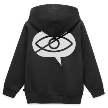 Verboten angucken Auge Sprechblase - Kinder Premium Organic Zip Hoodie - Schwarz - Hinten - AI Model Kid Male (0cm)