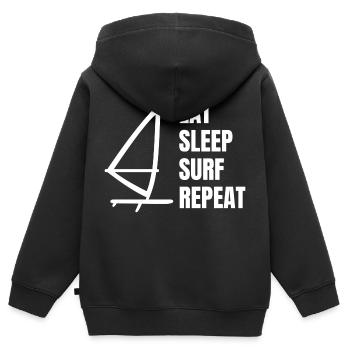 Windsurfer Surf Cadeau Windsurfing Kitesurfer - Sweat Premium à capuche zippé enfant bio - noir - Dos - AI Model Kid Male (0cm)