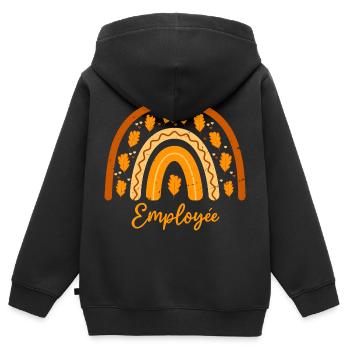 Elue meilleure Employée | Idée Cadeau Employée - Sweat Premium à capuche zippé enfant bio - noir - Dos - AI Model Kid Male (0cm)