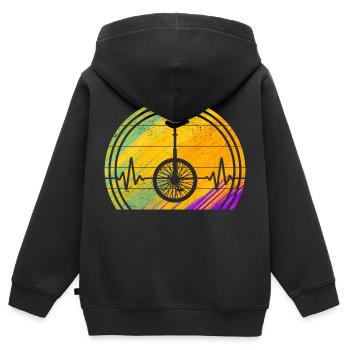 Monocycle monocycle monocycle - Sweat Premium à capuche zippé enfant bio - noir - Dos - AI Model Kid Male (0cm)