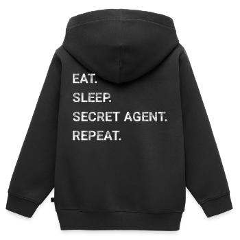 Eat Sleep Secret Agent Repeat - Kids Premium Organic Zip-up Hoodie - black - Back - AI Model Kid Male (0cm)