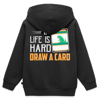 If Life Is Hard - Draw A Card Trading Cards Card C - Kinder Premium Organic Zip Hoodie - Schwarz - Hinten - AI Model Kid Male (0cm)