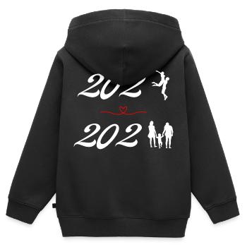 Annonce grossesse 2023 - Sweat Premium à capuche zippé enfant bio - noir - Dos - AI Model Kid Male (0cm)