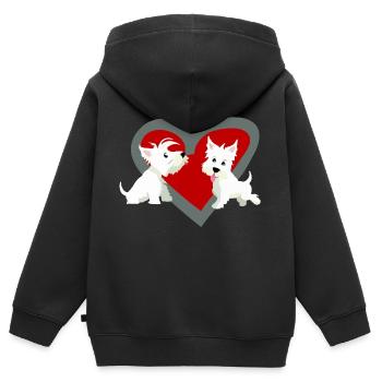 Saint-Valentin aimant les chiens - Sweat Premium à capuche zippé enfant bio - noir - Dos - AI Model Kid Male (0cm)