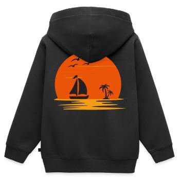 Sonnenuntergang - Kinder Premium Organic Zip Hoodie - Schwarz - Hinten - AI Model Kid Male (0cm)