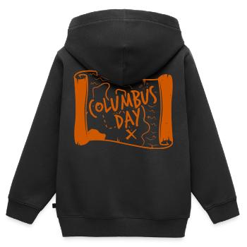KOLUMBUS-TAG MOMENRY - Kinder Premium Organic Zip Hoodie - Schwarz - Hinten - AI Model Kid Male (0cm)