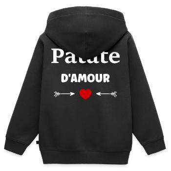 Patate d'amour - Sweat Premium à capuche zippé enfant bio - noir - Dos - AI Model Kid Male (0cm)