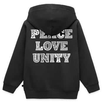 Peace love unity - Kids Premium Organic Zip-up Hoodie - black - Back - AI Model Kid Male (0cm)