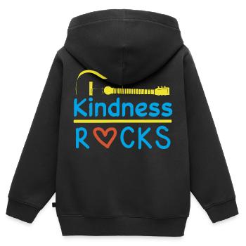 FREUNDLICHKEIT ROCKEN - Kinder Premium Organic Zip Hoodie - Schwarz - Hinten - AI Model Kid Male (0cm)