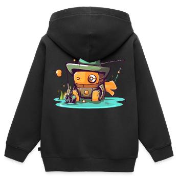 Sündiger Roboter - Kinder Premium Organic Zip Hoodie - Schwarz - Hinten - AI Model Kid Male (0cm)