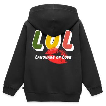 LOL - Language of Love - Kinder Premium Organic Zip Hoodie - Schwarz - Hinten - AI Model Kid Male (0cm)
