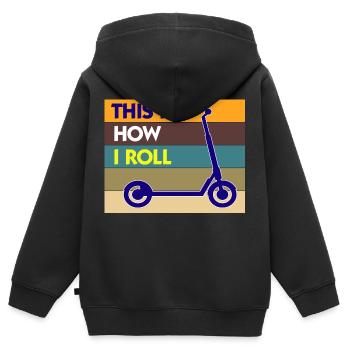 E-Scooter Roller Scooter - Sweat Premium à capuche zippé enfant bio - noir - Dos - AI Model Kid Male (0cm)