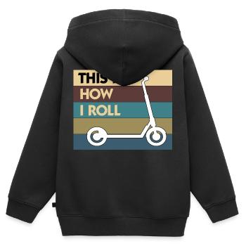 E-Scooter Roller Scooter - Sweat Premium à capuche zippé enfant bio - noir - Dos - AI Model Kid Male (0cm)