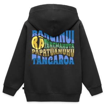 Dieux maoris Nga Atua - Sweat Premium à capuche zippé enfant bio - noir - Dos - AI Model Kid Male (0cm)