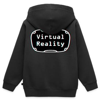 Virtual-Reality-Erlebnis - VR-Headset-Design - Kinder Premium Organic Zip Hoodie - Schwarz - Hinten - AI Model Kid Male (0cm)