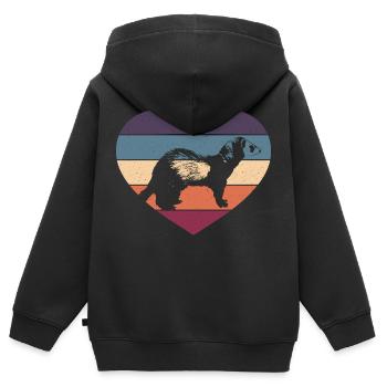 Vintage Heart Cute Weasel Ferret Animal Lover - Kinder Premium Organic Zip Hoodie - Schwarz - Hinten - AI Model Kid Male (0cm)
