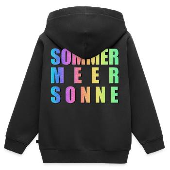 Summer Sea Sun Hippie Colorful Trend - Sweat Premium à capuche zippé enfant bio - noir - Dos - AI Model Kid Male (0cm)