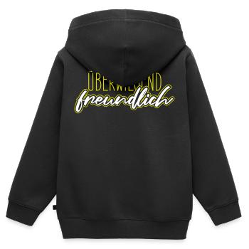 Überwiegend freundlich, zynisch lustiger Spruch - Kinder Premium Organic Zip Hoodie - Schwarz - Hinten - AI Model Kid Male (0cm)