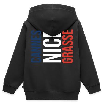 Triangle Cannes Nice Grasse - Sweat Premium à capuche zippé enfant bio - noir - Dos - AI Model Kid Male (0cm)