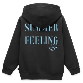 SUMMER FEELING mit Schmetterling - Kinder Premium Organic Zip Hoodie - Schwarz - Hinten - AI Model Kid Male (0cm)