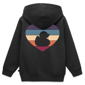 Retro Duckling Duckie Rubber Duck Vintage Heart - Kids Premium Organic Zip-up Hoodie - black - Back - AI Model Kid Male (0cm)
