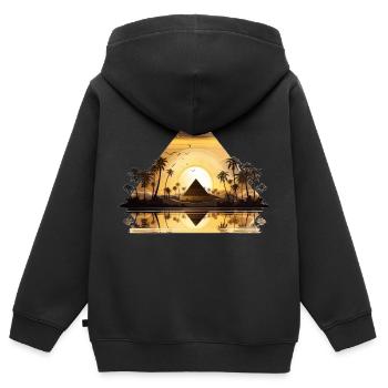 Egypte Egypte Isis Pharaons Pharaons Pyramide Afrique - Sweat Premium à capuche zippé enfant bio - noir - Dos - AI Model Kid Male (0cm)