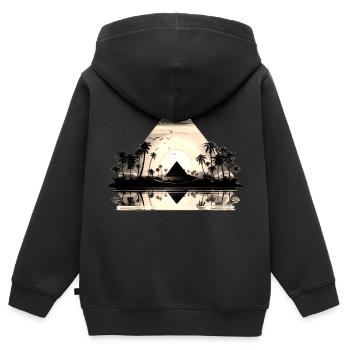 Egypte Egypte Isis Pharaons Pharaons Pyramide Afrique - Sweat Premium à capuche zippé enfant bio - noir - Dos - AI Model Kid Male (0cm)