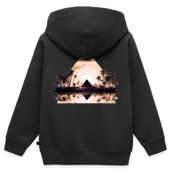 Egypte Egypte Isis Pharaons Pharaons Pyramide Afrique - Sweat Premium à capuche zippé enfant bio - noir - Dos - AI Model Kid Male (0cm)