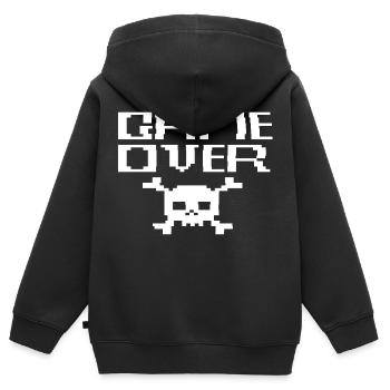 Game Over ASCII - Sweat Premium à capuche zippé enfant bio - noir - Dos - AI Model Kid Male (0cm)
