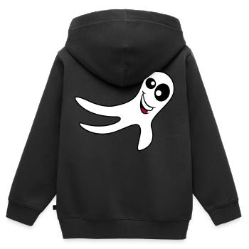 Gespenst - Kinder Premium Organic Zip Hoodie - Schwarz - Hinten - AI Model Kid Male (0cm)