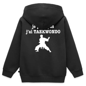 je peux pas j ai TAEKWONDO - Sweat Premium à capuche zippé enfant bio - noir - Dos - AI Model Kid Male (0cm)