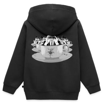soucoupes volantes - Sweat Premium à capuche zippé enfant bio - noir - Dos - AI Model Kid Male (0cm)