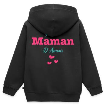 j ai une Maman d amour - Sweat Premium à capuche zippé enfant bio - noir - Dos - AI Model Kid Male (0cm)