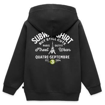 Paris subway shirt 4 septembre - Sweat Premium à capuche zippé enfant bio - noir - Dos - AI Model Kid Male (0cm)
