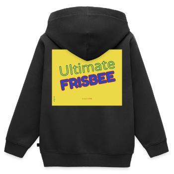 Ulti 28 - Kinder Premium Organic Zip Hoodie - Schwarz - Hinten - AI Model Kid Male (0cm)
