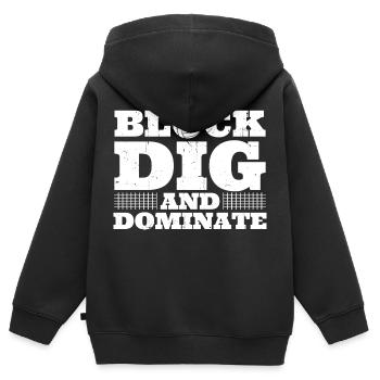 Volleyball Sports Spiker Blocker Block Dig And Dom - Kinder Premium Organic Zip Hoodie - Schwarz - Hinten - AI Model Kid Male (0cm)