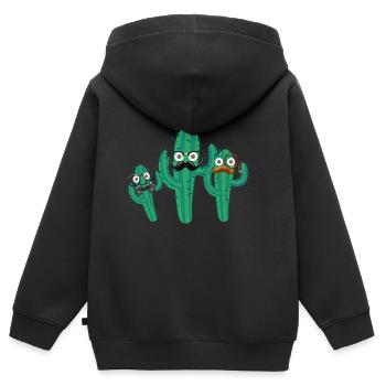 Kaktus, Kakteen, Nerds,nerdbrille, bart - Kinder Premium Organic Zip Hoodie - Schwarz - Hinten - AI Model Kid Male (0cm)